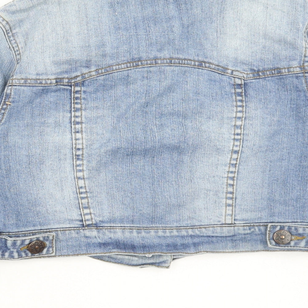 Denim & Co. Womens Blue Jacket Size 12 Button
