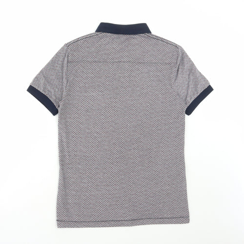 French Connection Mens Multicoloured Geometric Cotton Polo Size XS Collared Button