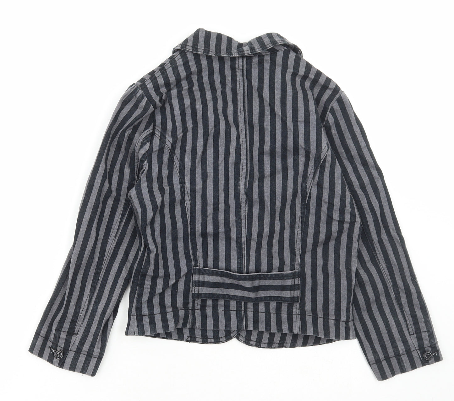 H&M Womens Black Striped Jacket Blazer Size 10 Button