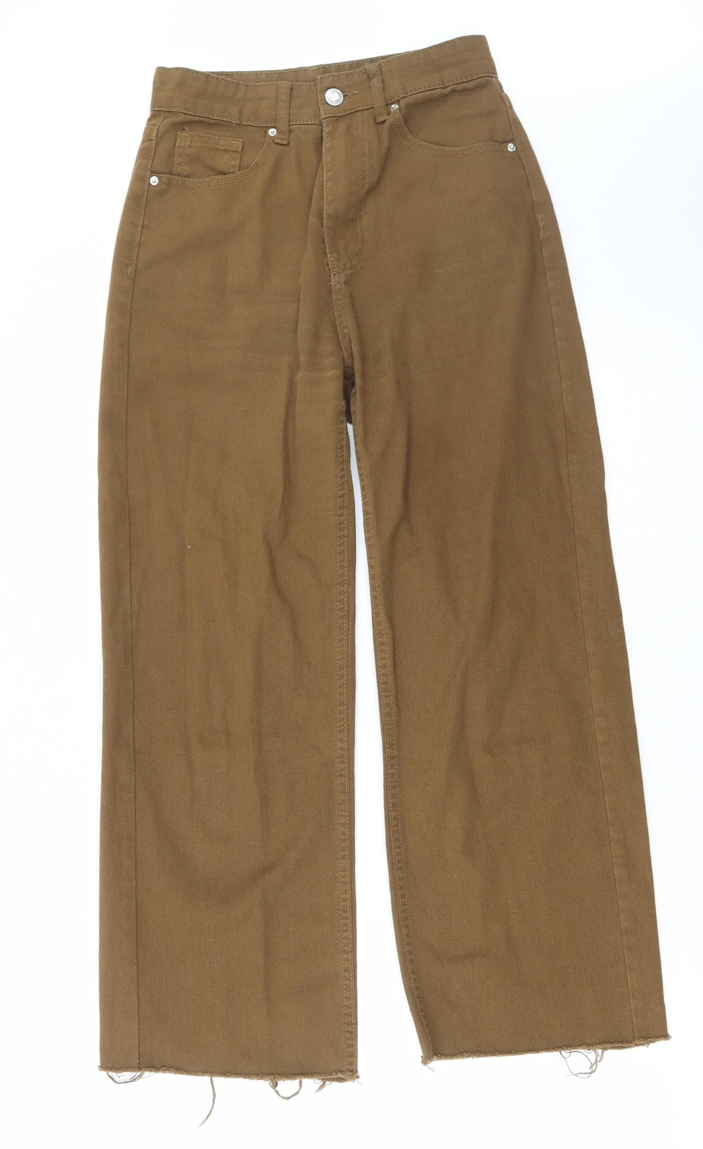 SheIn Womens Brown Cotton Wide-Leg Jeans Size XS L26 in Regular Zip