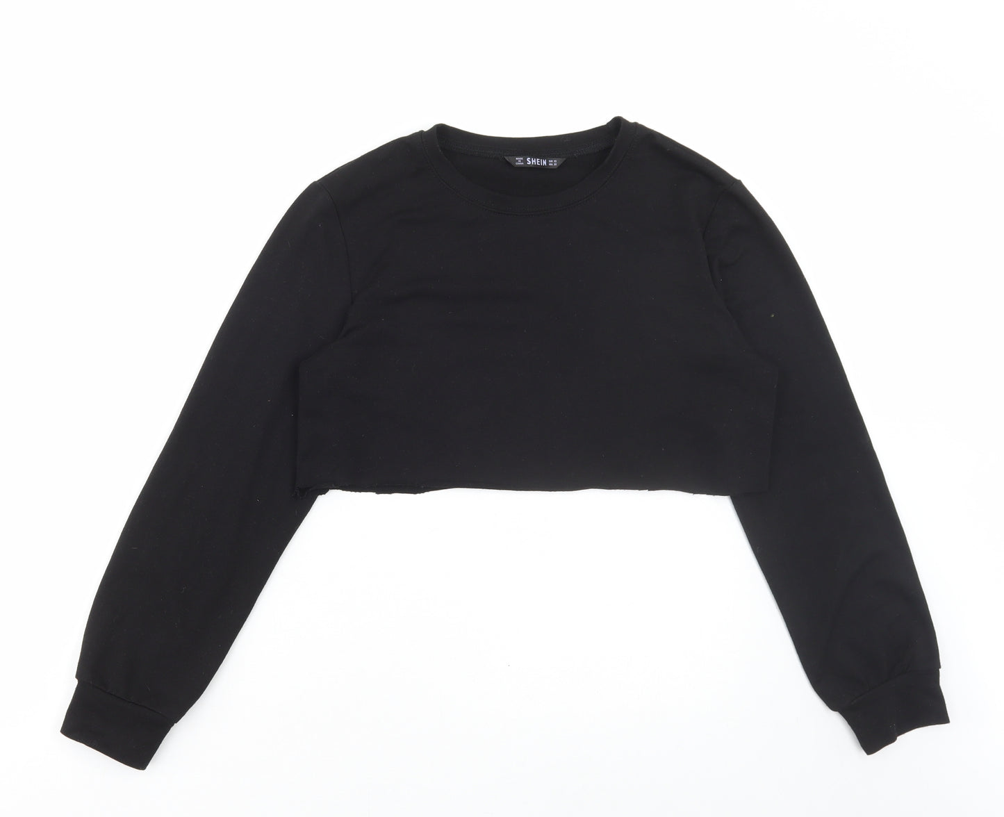 SheIn Womens Black Polyester Cropped T-Shirt Size XS Round Neck