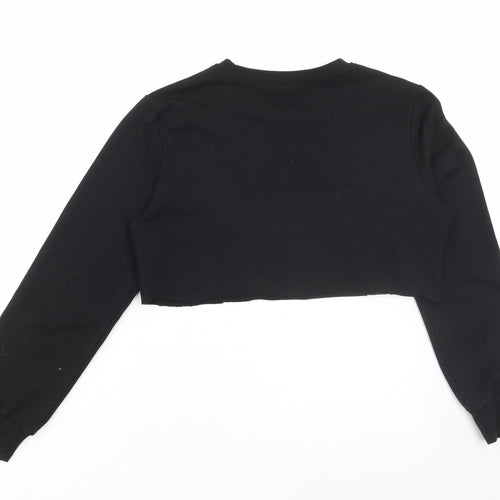 SheIn Womens Black Polyester Cropped T-Shirt Size XS Round Neck