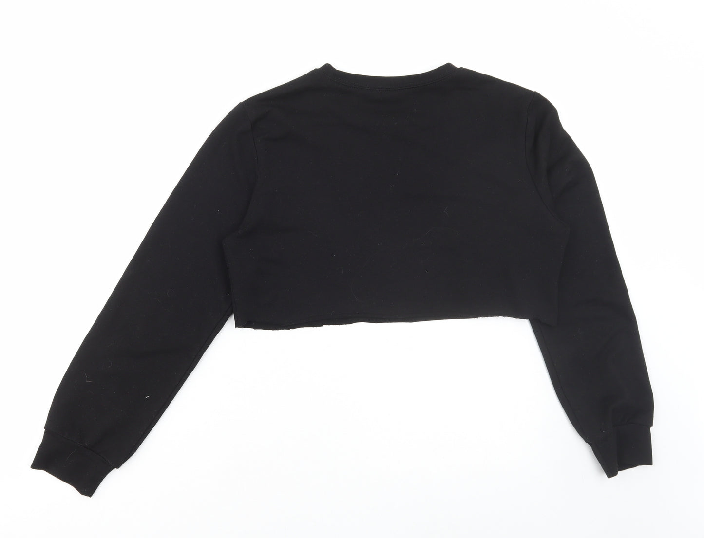 SheIn Womens Black Polyester Cropped T-Shirt Size XS Round Neck