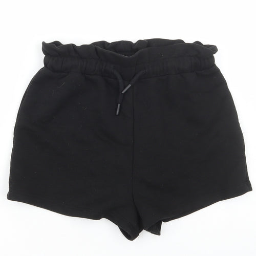 Primark Womens Black Polyester Paperbag Shorts Size XS Regular Drawstring