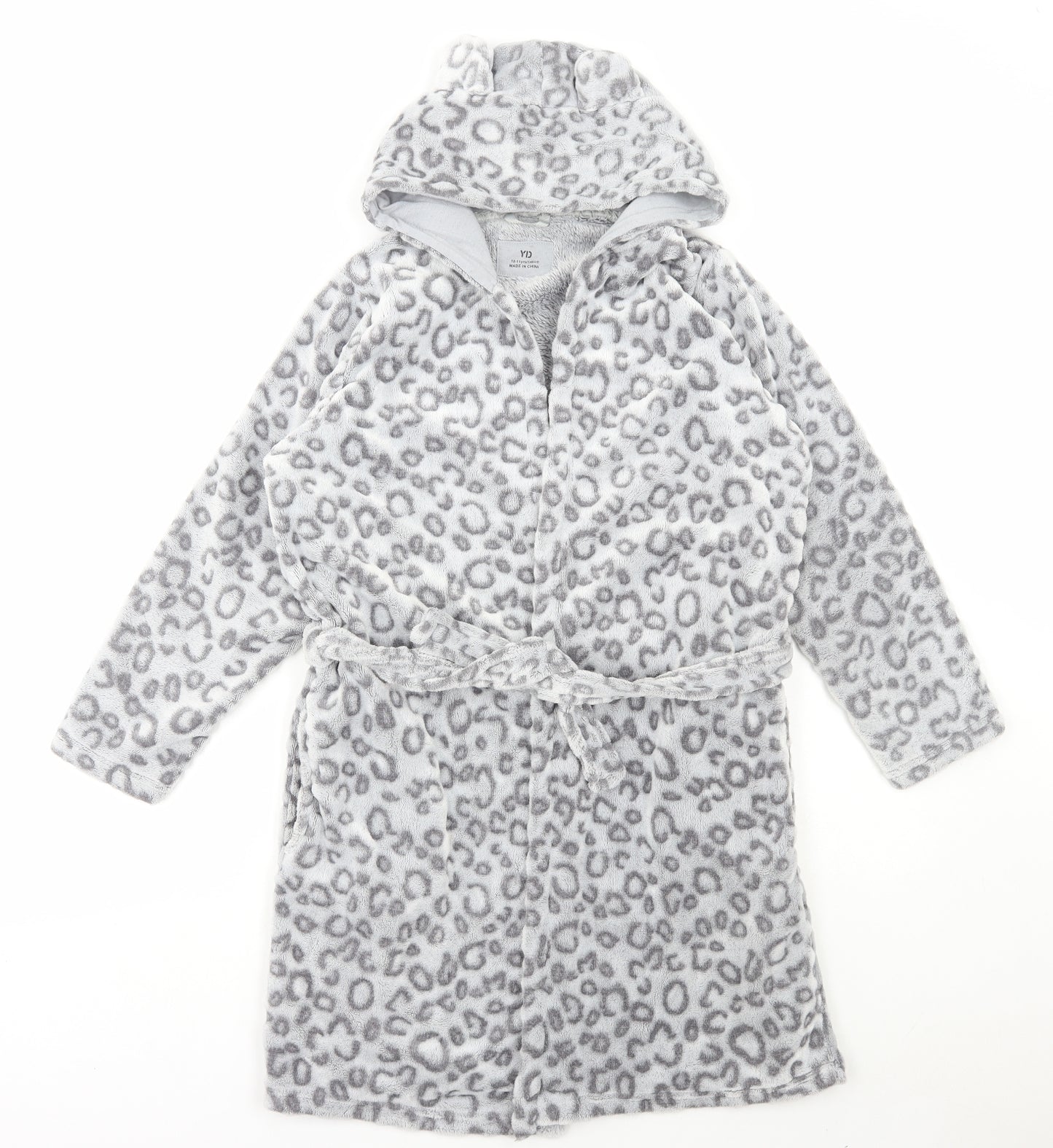 Young Dimension Girls Grey Animal Print Polyester Gown Size 10-11 Years Tie - Leopard Print