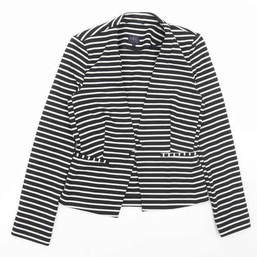 Marks and Spencer Womens Black Striped Jacket Blazer Size 8