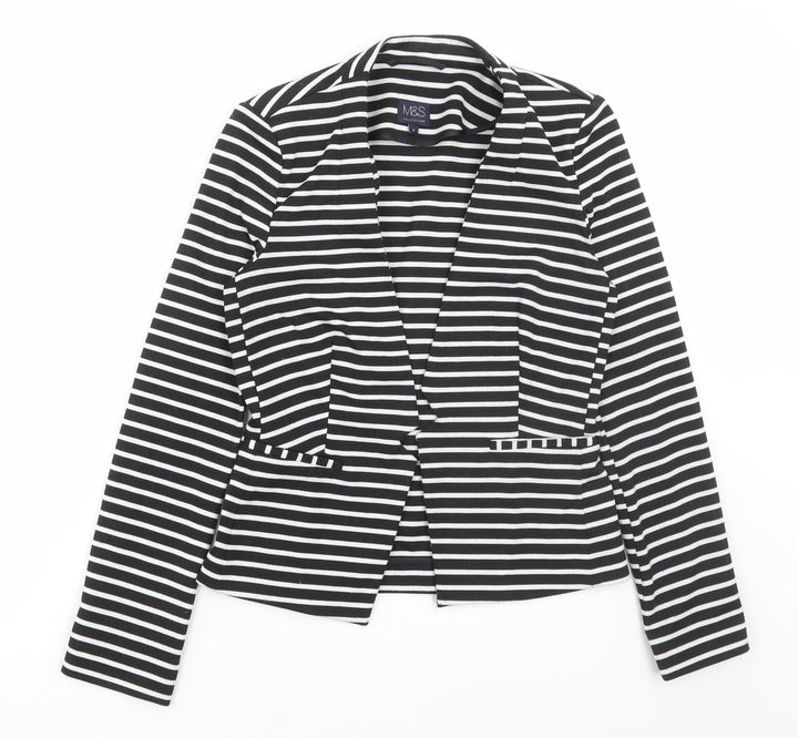 Marks and Spencer Womens Black Striped Jacket Blazer Size 8