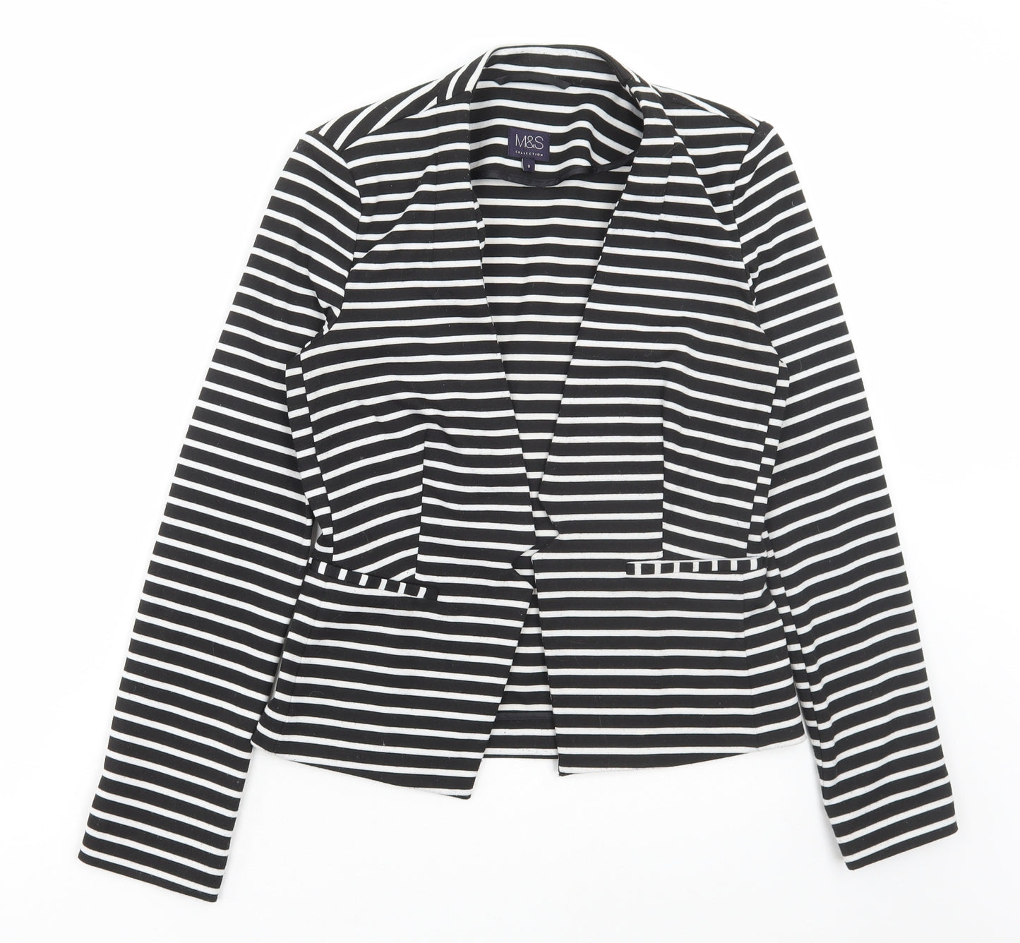 Marks and Spencer Womens Black Striped Jacket Blazer Size 8