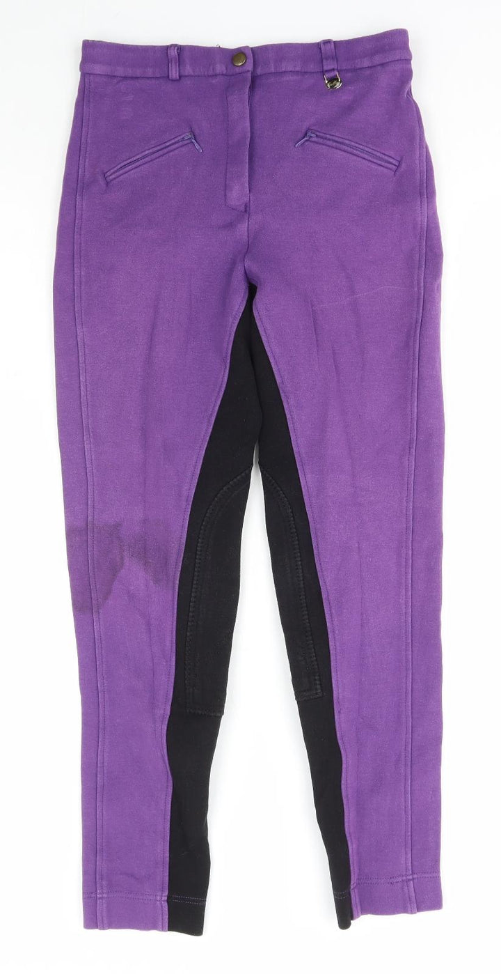 Gallop Womens Purple Cotton Track Pants Trousers Size 28 in L28 in Regular Button - Jodhpurs