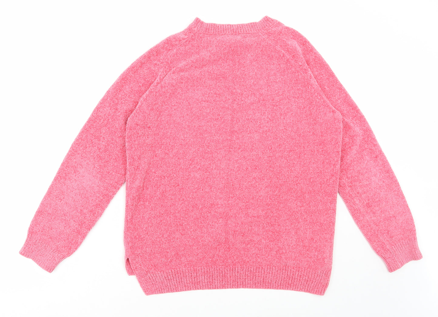 F&F Womens Pink Round Neck Polyester Pullover Jumper Size 14