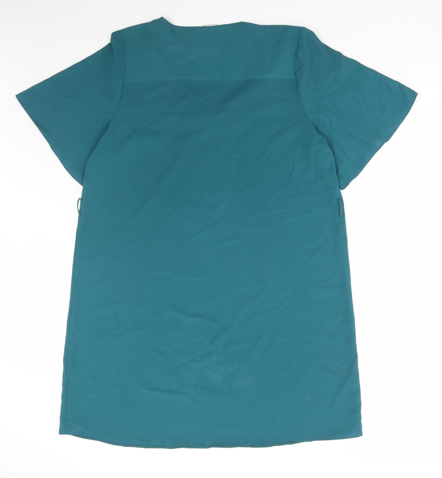 George Womens Green Polyester T-Shirt Dress Size 14 V-Neck Zip