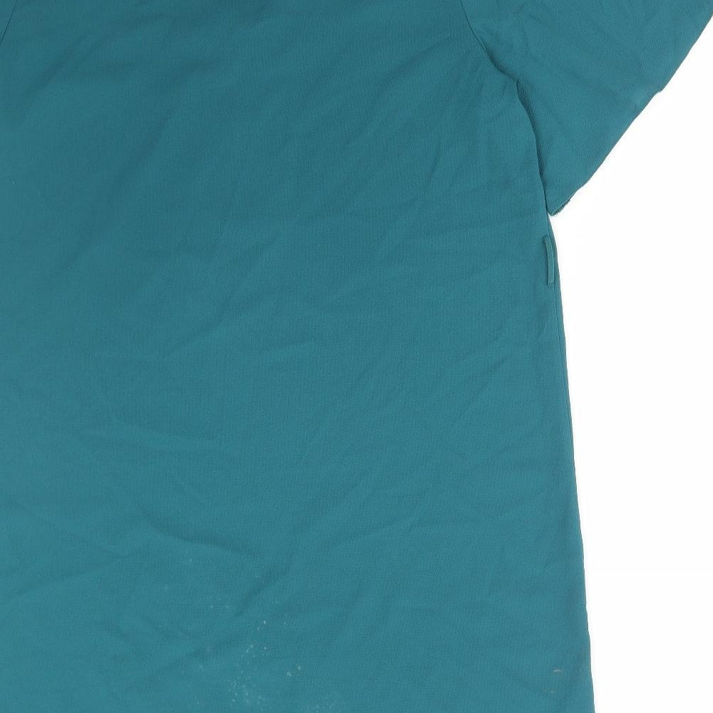 George Womens Green Polyester T-Shirt Dress Size 14 V-Neck Zip