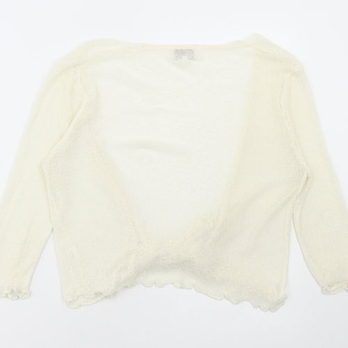 Apricot Womens Ivory V-Neck Acrylic Cardigan Jumper Size M