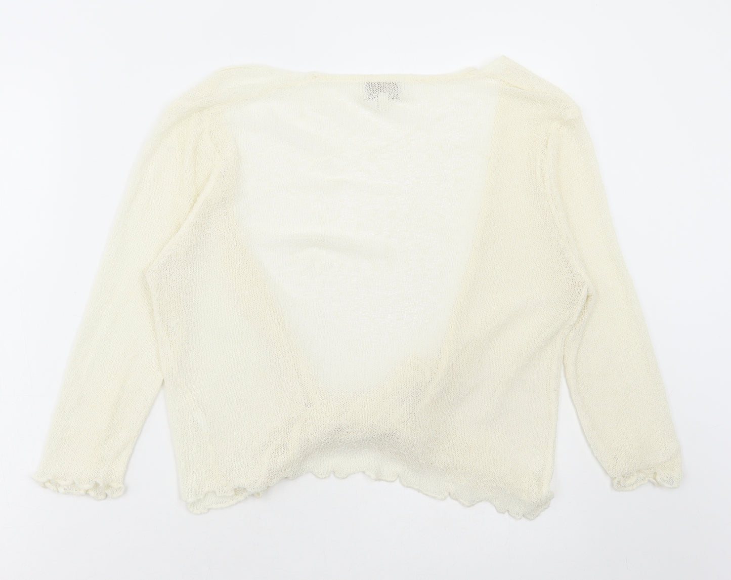 Apricot Womens Ivory V-Neck Acrylic Cardigan Jumper Size M