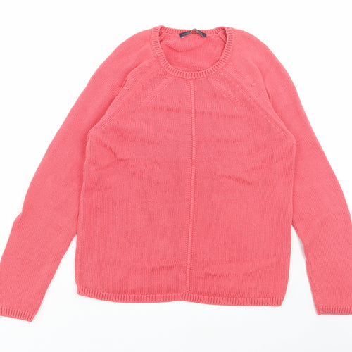 Marks and Spencer Womens Pink Round Neck Cotton Pullover Jumper Size 8