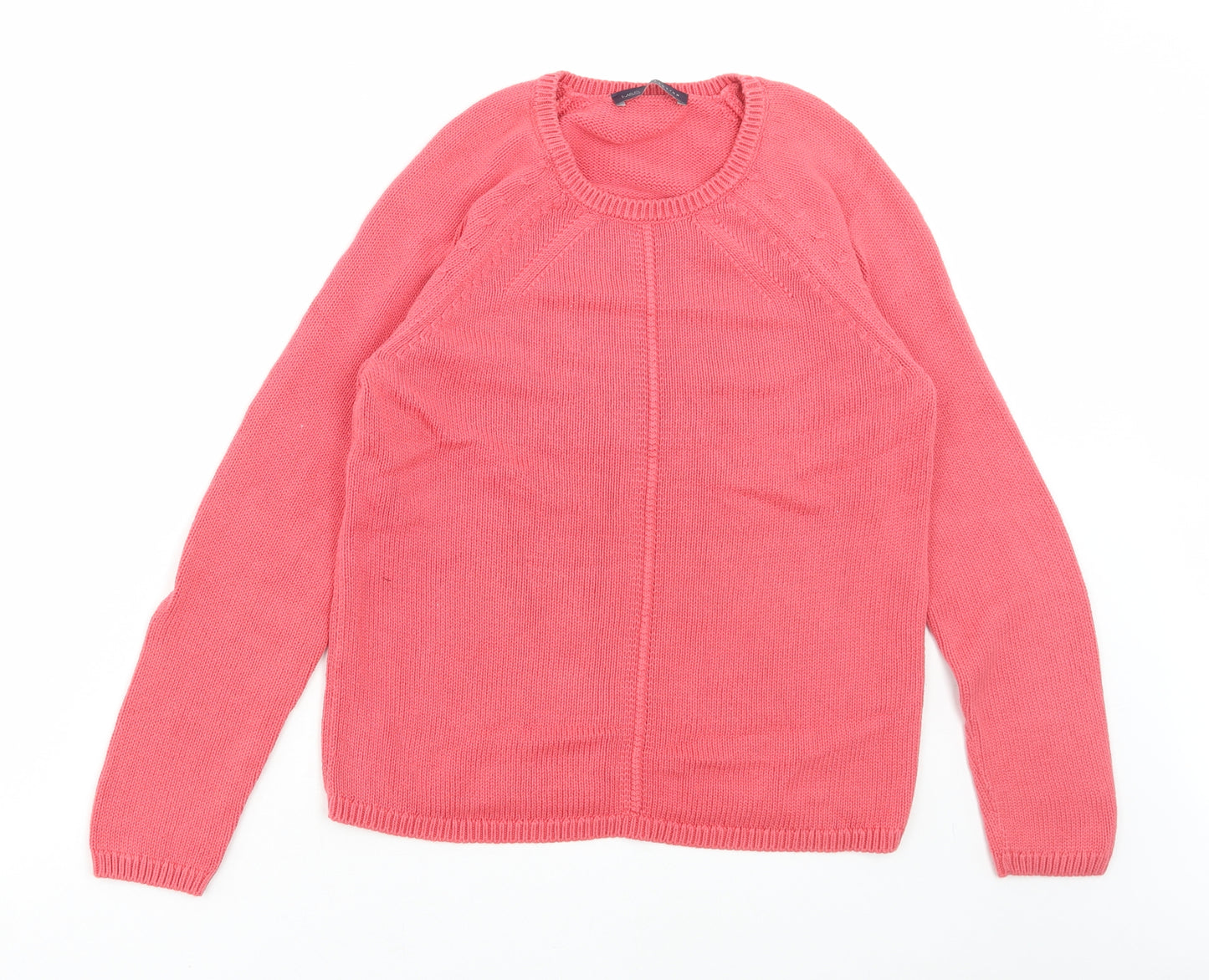 Marks and Spencer Womens Pink Round Neck Cotton Pullover Jumper Size 8