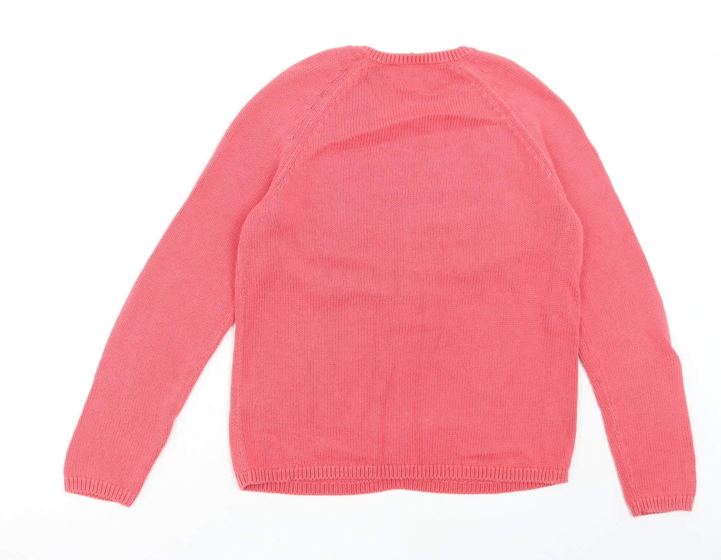 Marks and Spencer Womens Pink Round Neck Cotton Pullover Jumper Size 8