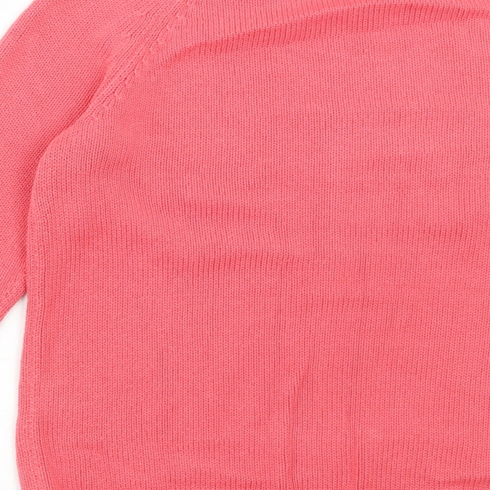 Marks and Spencer Womens Pink Round Neck Cotton Pullover Jumper Size 8