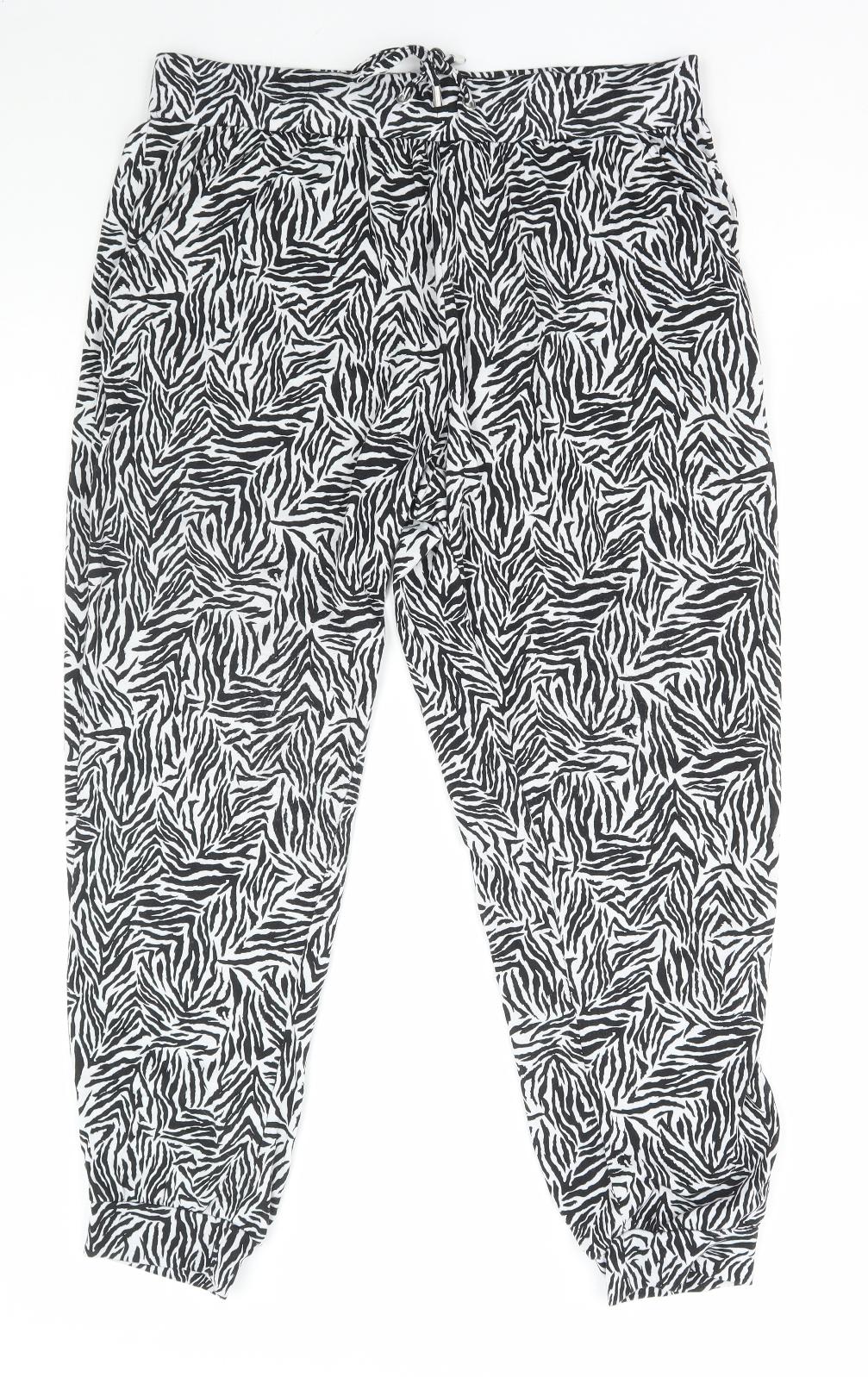Primark Womens Multicoloured Animal Print Polyester Trousers Size M L27 in Regular Drawstring