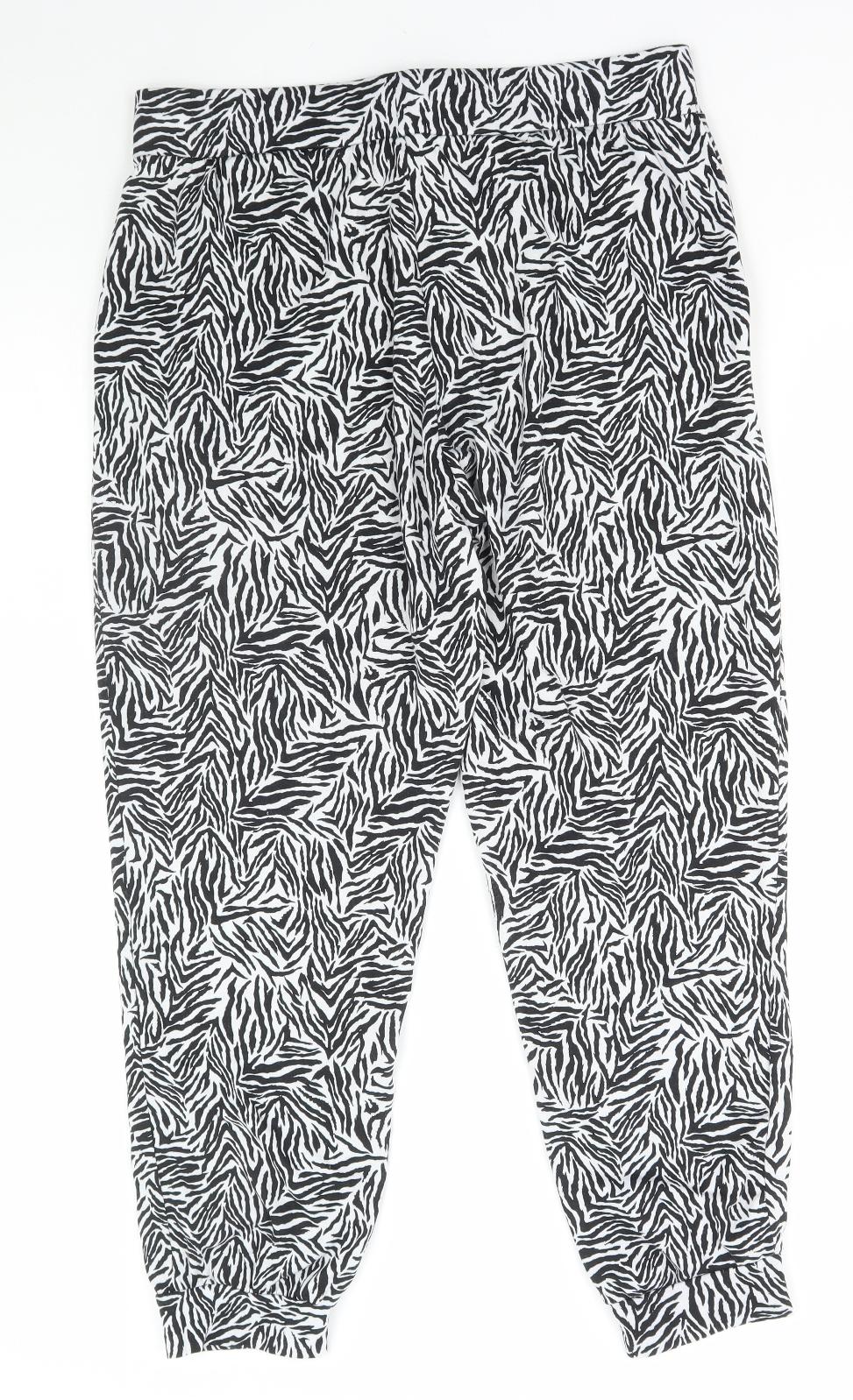 Primark Womens Multicoloured Animal Print Polyester Trousers Size M L27 in Regular Drawstring