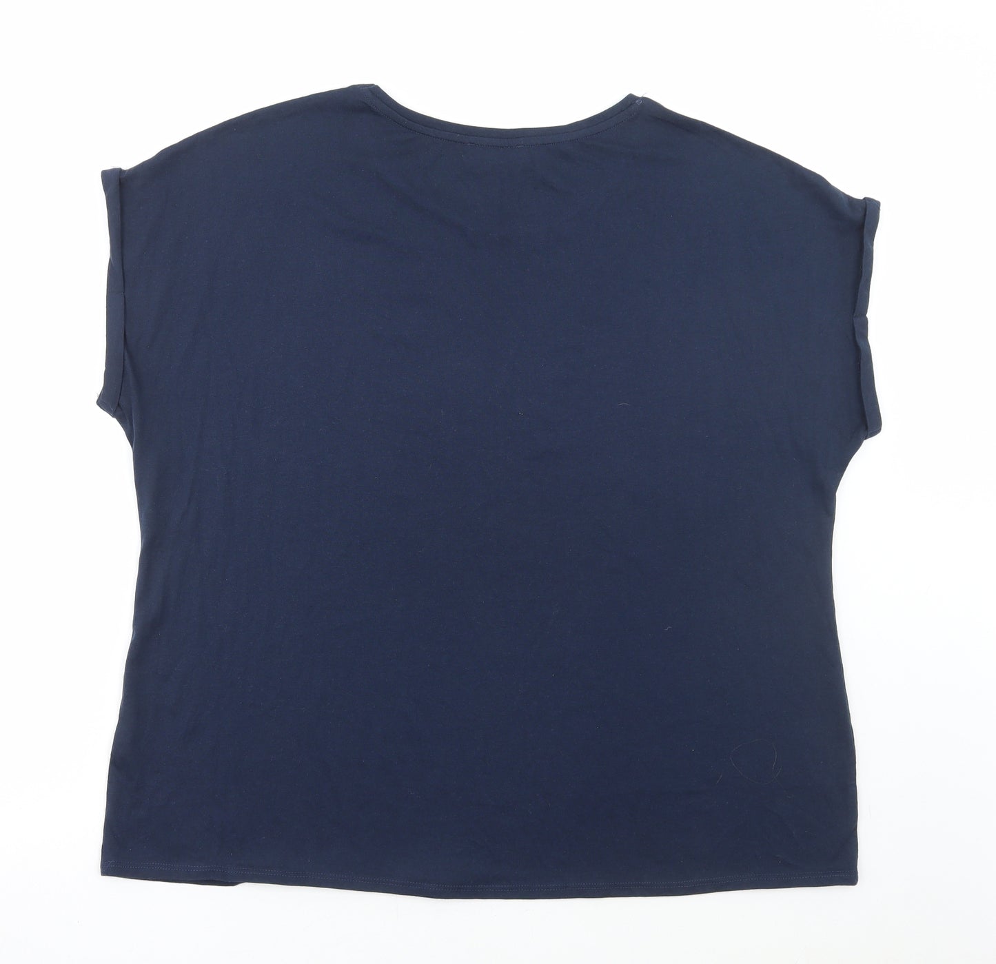 Papaya Womens Blue Cotton Basic T-Shirt Size XL Round Neck - Love