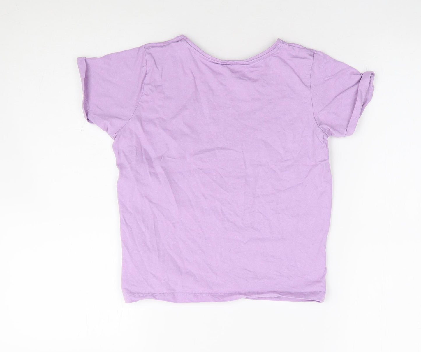 Primark Girls Purple 100% Cotton Basic T-Shirt Size 8-9 Years Round Neck Pullover - Sun & Moon