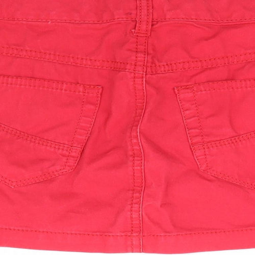 United Colours of Benetton Girls Red 100% Cotton Mini Skirt Size 7 Years Regular Zip