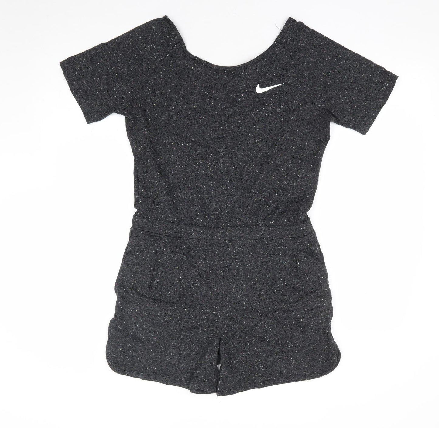 Nike Girls Grey Cotton Playsuit One-Piece Size 13-14 Years Pullover