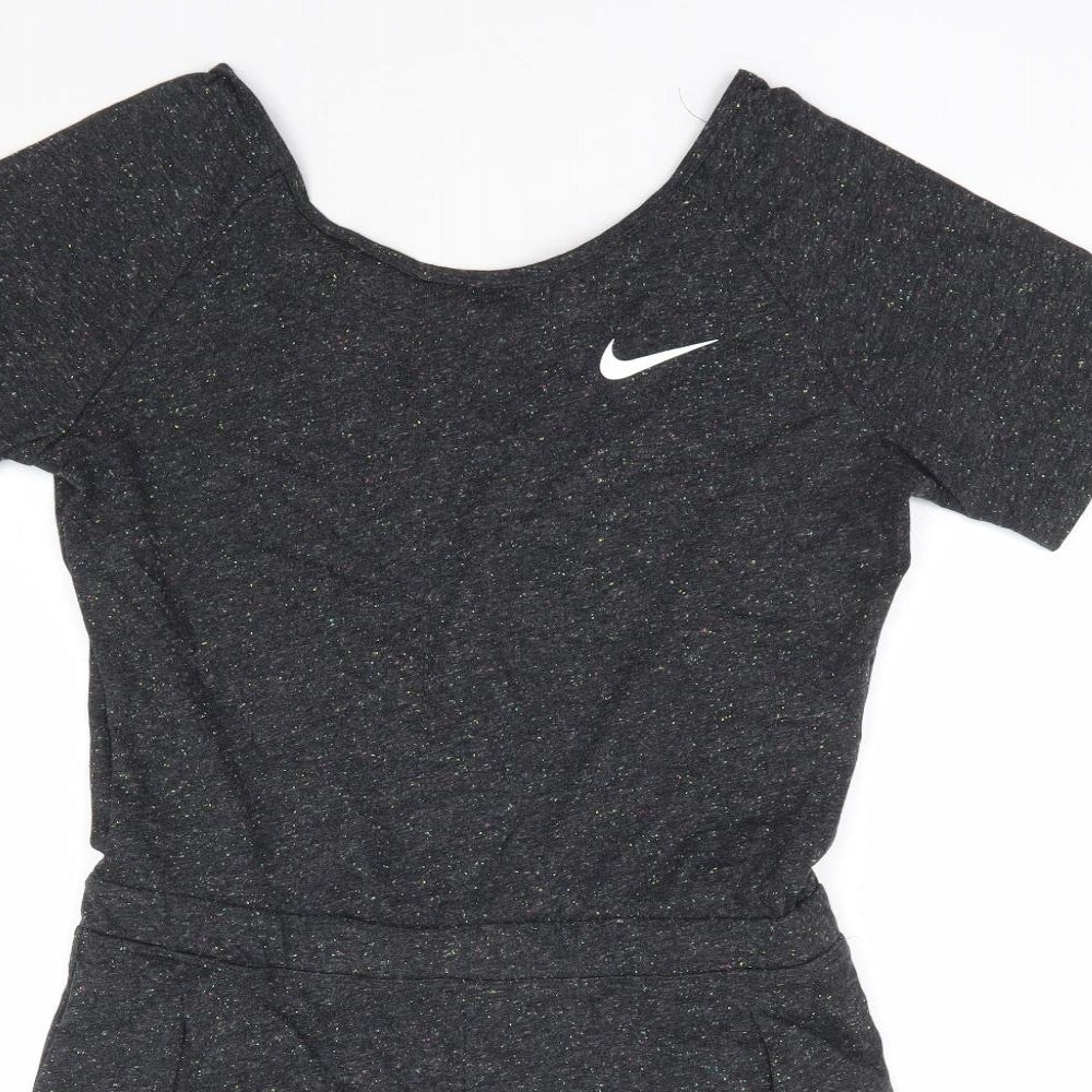 Nike Girls Grey Cotton Playsuit One-Piece Size 13-14 Years Pullover