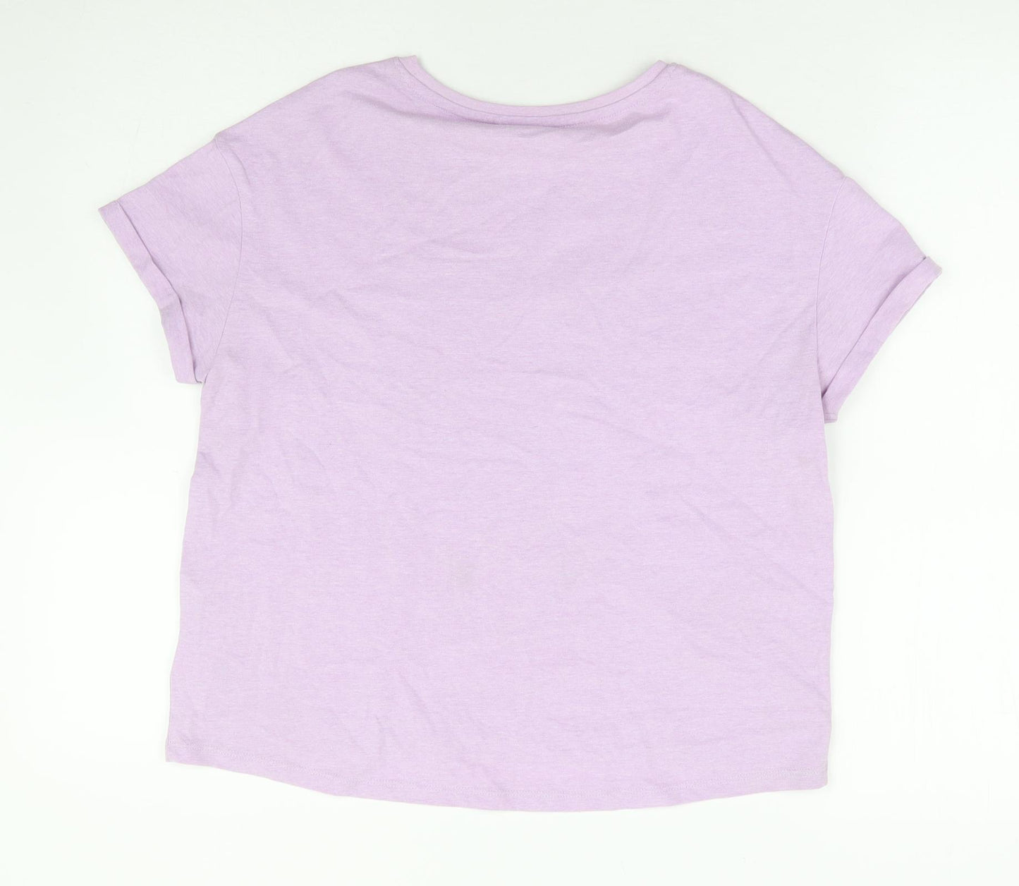 NEXT Girls Purple Cotton Basic T-Shirt Size 13 Years Round Neck Pullover - Love Heart