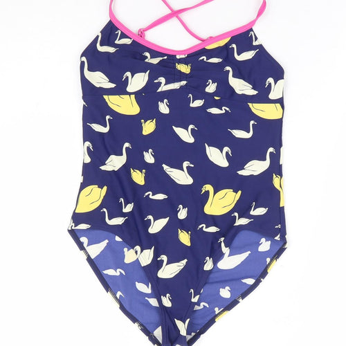 Johnnie B Girls Blue Geometric Polyamide Leotard One-Piece Size 13-14 Years Pullover - Swimsuit, Swans