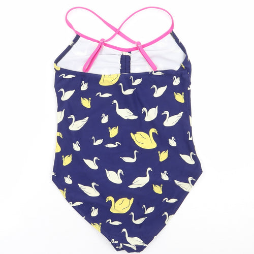 Johnnie B Girls Blue Geometric Polyamide Leotard One-Piece Size 13-14 Years Pullover - Swimsuit, Swans