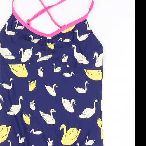 Johnnie B Girls Blue Geometric Polyamide Leotard One-Piece Size 13-14 Years Pullover - Swimsuit, Swans