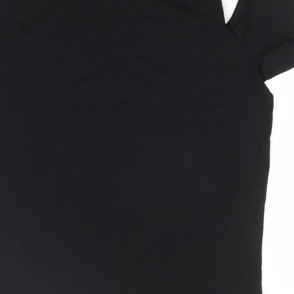 Papaya Womens Black 100% Cotton Jersey T-Shirt Size 10 Round Neck - Star Cold Shoulder