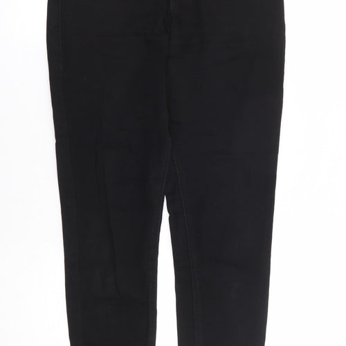Marks and Spencer Womens Black Cotton Skinny Jeans Size 10 L28 in Extra-Slim Zip