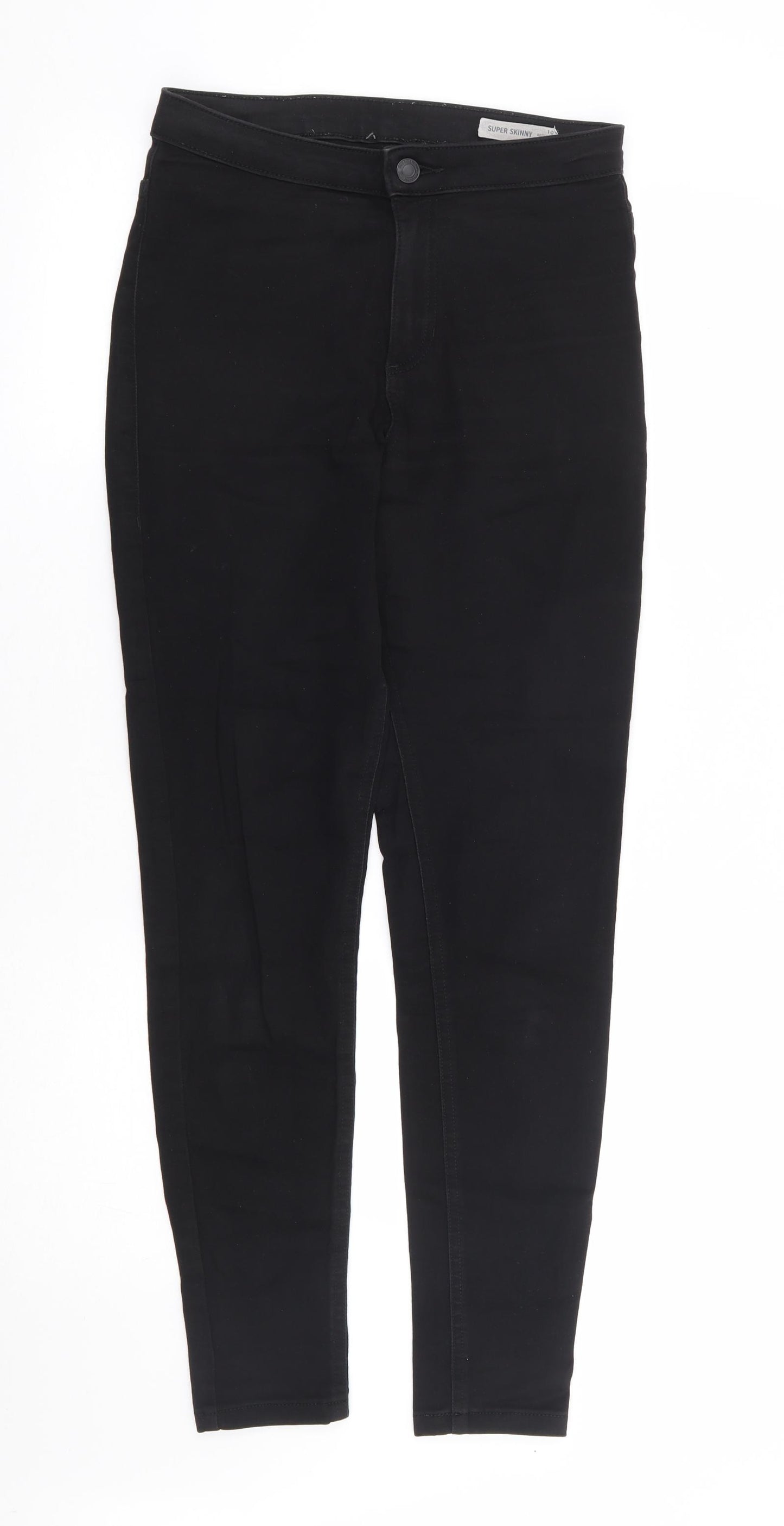 Marks and Spencer Womens Black Cotton Skinny Jeans Size 10 L28 in Extra-Slim Zip