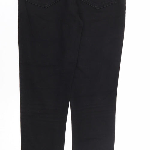 Marks and Spencer Womens Black Cotton Skinny Jeans Size 10 L28 in Extra-Slim Zip