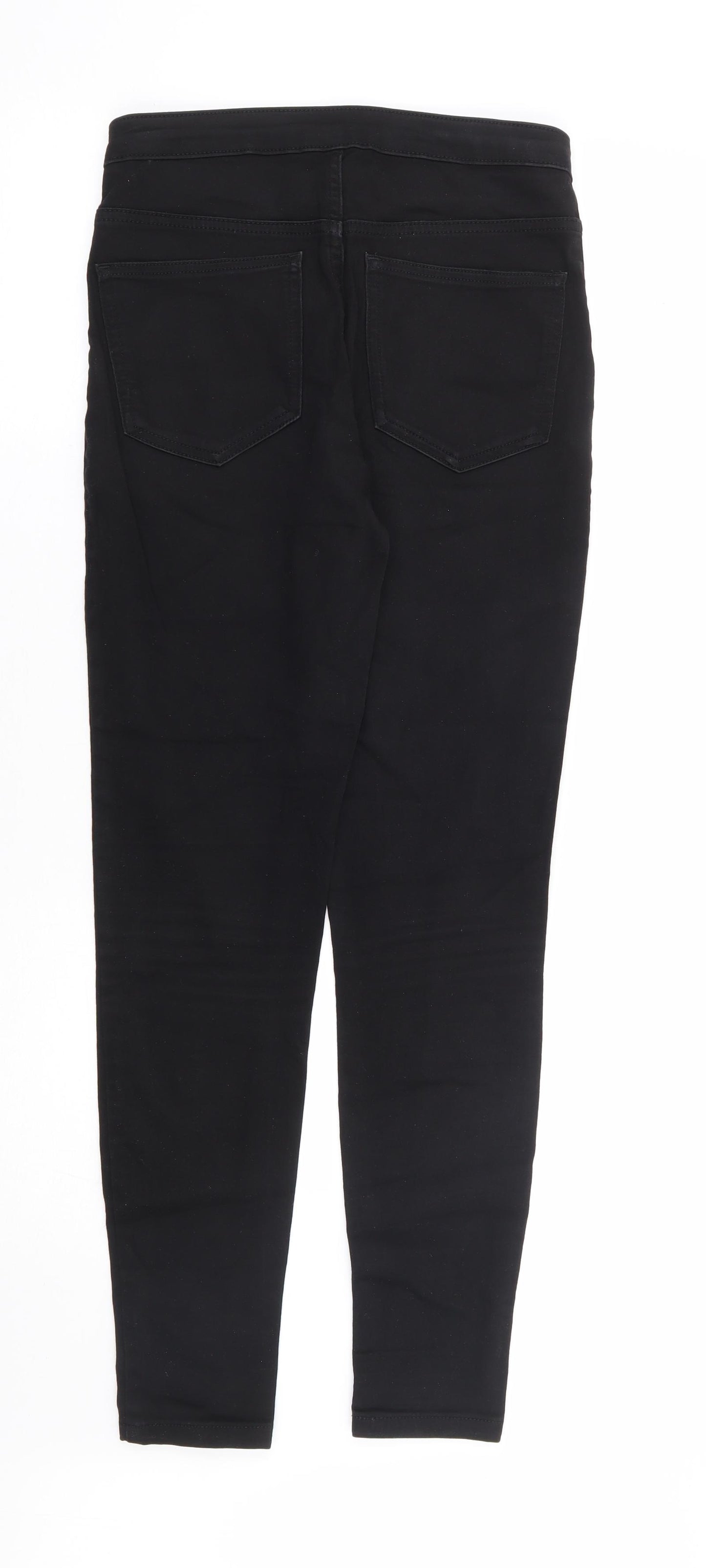 Marks and Spencer Womens Black Cotton Skinny Jeans Size 10 L28 in Extra-Slim Zip