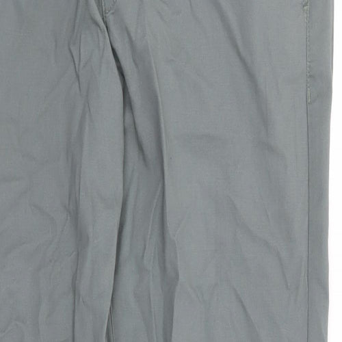 H&M Mens Green Cotton Chino Trousers Size 34 L32 in Regular Zip