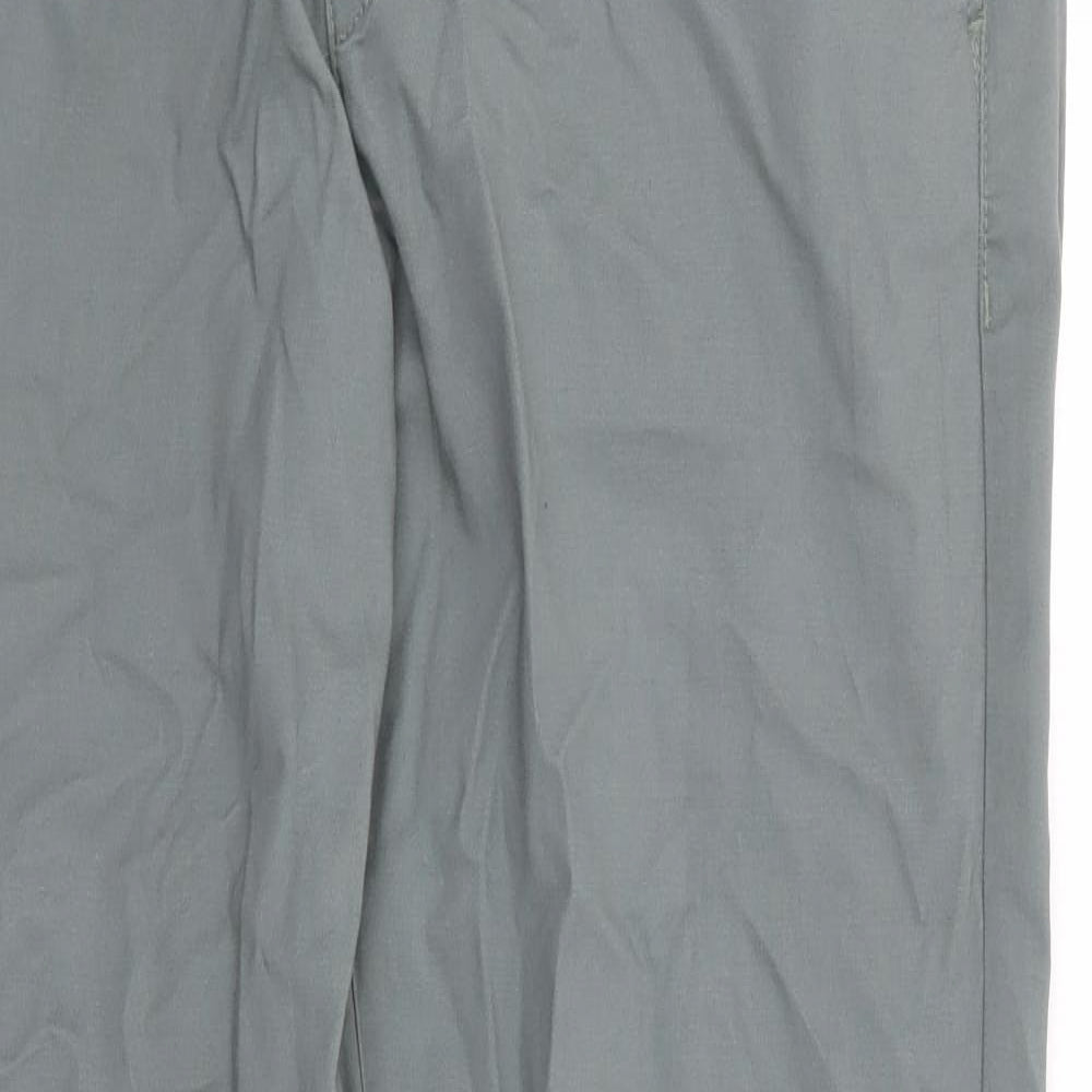 H&M Mens Green Cotton Chino Trousers Size 34 L32 in Regular Zip