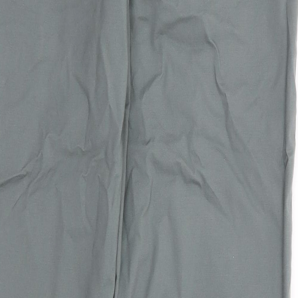 H&M Mens Green Cotton Chino Trousers Size 34 L32 in Regular Zip