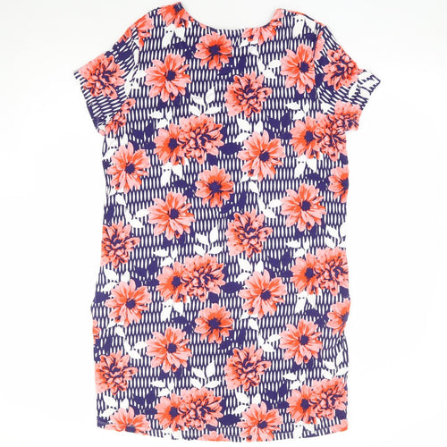 TU Womens Multicoloured Floral Viscose Shift Size 16 Round Neck Pullover - Slouch Dress