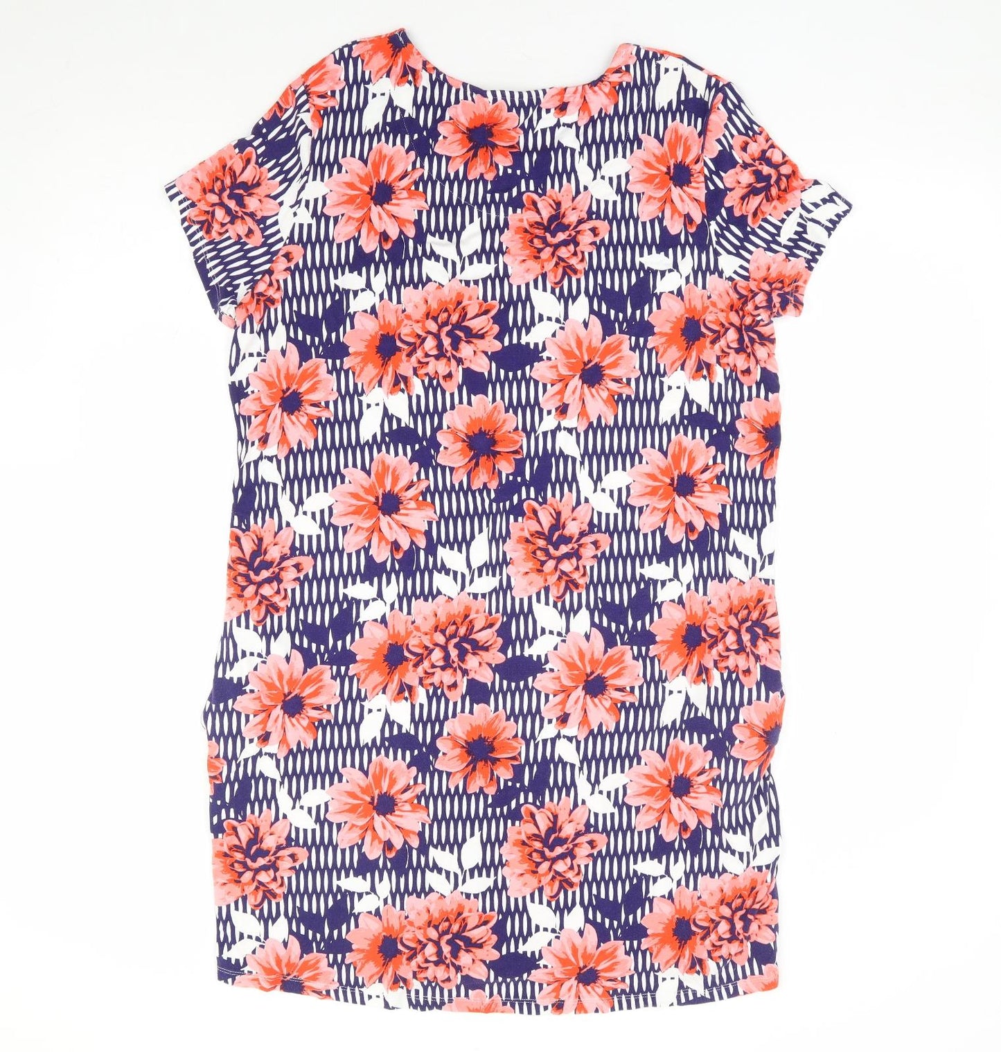 TU Womens Multicoloured Floral Viscose Shift Size 16 Round Neck Pullover - Slouch Dress