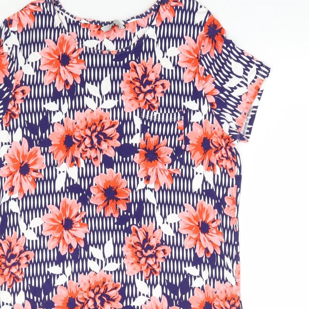 TU Womens Multicoloured Floral Viscose Shift Size 16 Round Neck Pullover - Slouch Dress