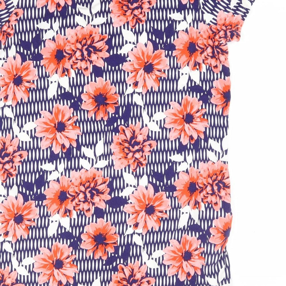 TU Womens Multicoloured Floral Viscose Shift Size 16 Round Neck Pullover - Slouch Dress