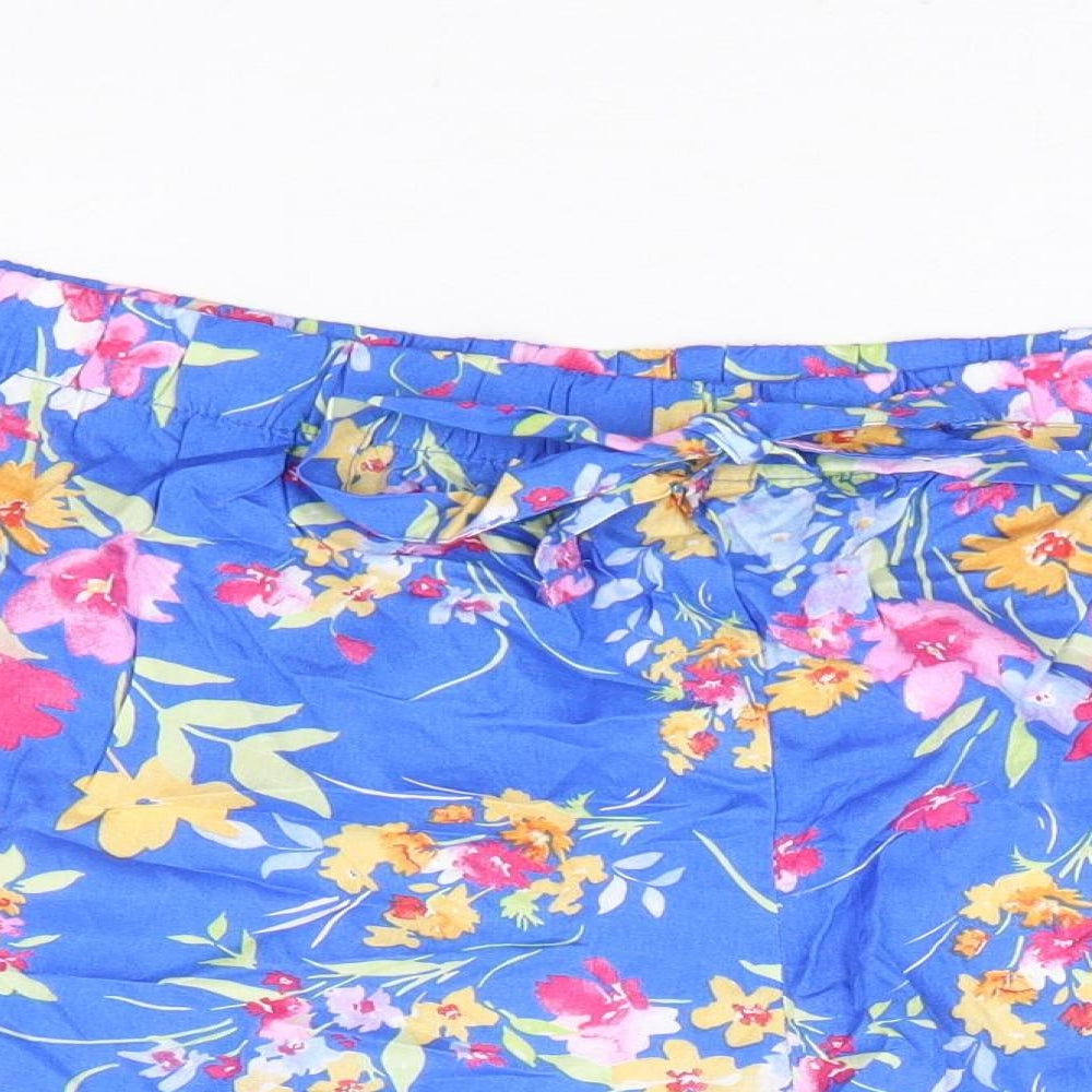 Primark Womens Multicoloured Floral 100% Viscose Hot Pants Shorts Size 18 L4 in Regular Drawstring - Lounge Short