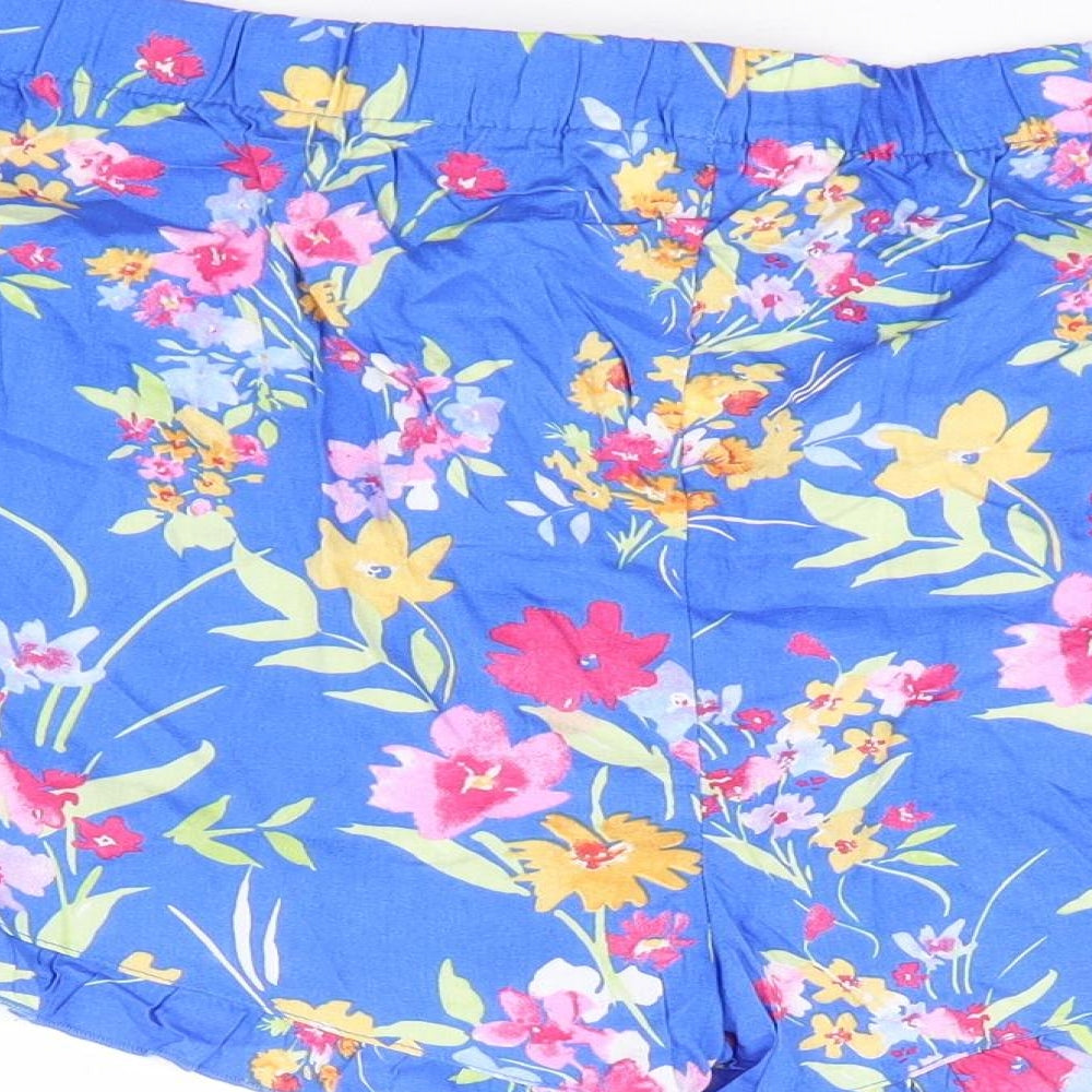 Primark Womens Multicoloured Floral 100% Viscose Hot Pants Shorts Size 18 L4 in Regular Drawstring - Lounge Short