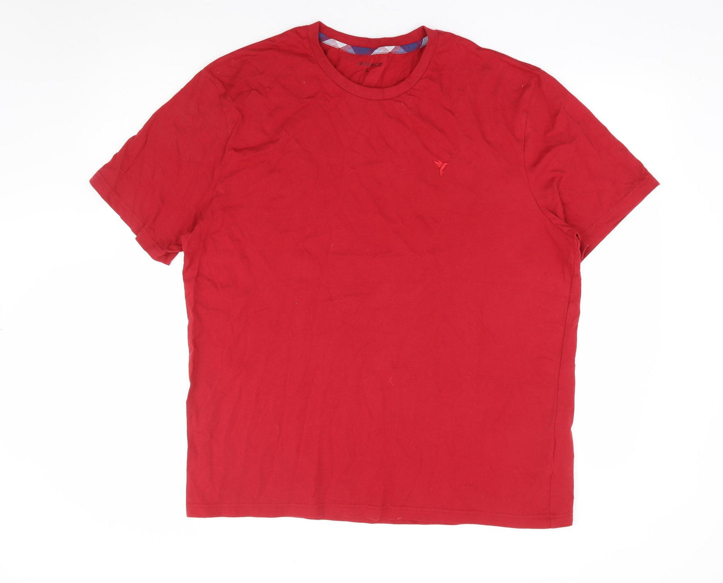 Jeff & Co Mens Red Cotton T-Shirt Size L Round Neck - Bird