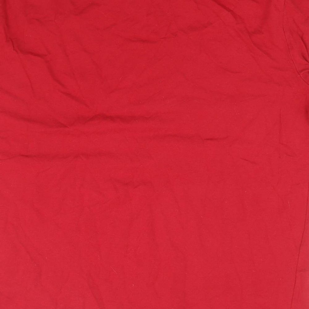 Jeff & Co Mens Red Cotton T-Shirt Size L Round Neck - Bird