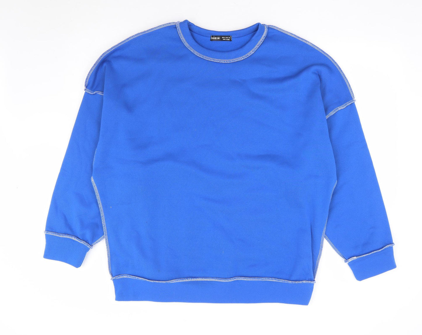 SheIn Womens Blue Polyester Pullover Sweatshirt Size M Pullover - Contrast Stitching